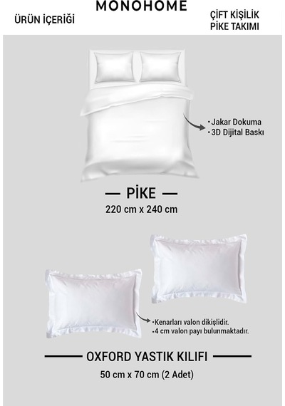 Çift Kişilik Pike Takımı Ethnic Elephant Desenli Jakar Dokuma, Pike4375 Diğer