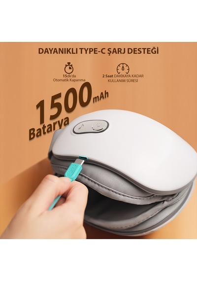 Es500 Göz Masaj Aleti Isı Terapili, Bluetooth Müzikli, Sessiz, Taşınabilir, 1500 Mah, Parlak Beyaz