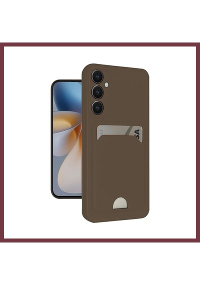 Storeşahin Samsung Uyumlu Galaxy S24 Fe Kılıf Kelvin Kartvizitli Silikon - Kahverengi Shn0720