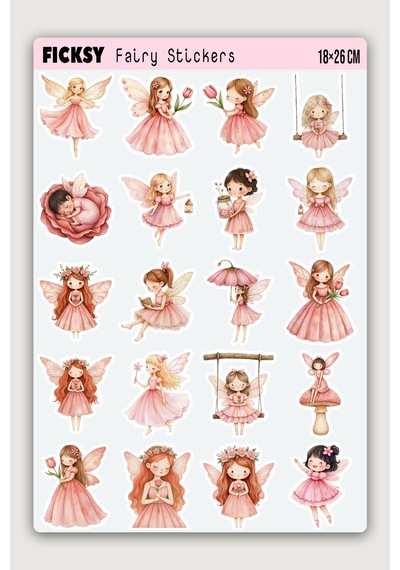 Sevimli Peri Sticker Seti - 100 Adet Etiket Çıkartma Diğer