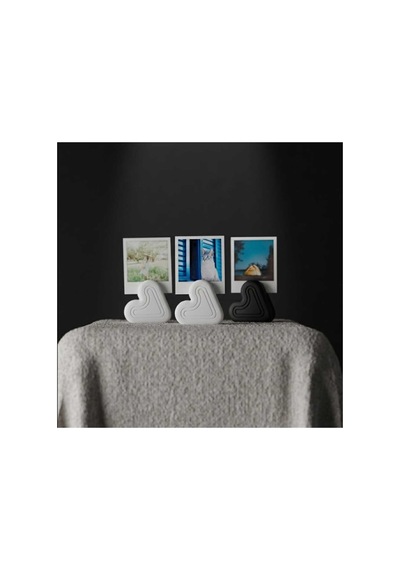 3'lü Kalp Figürlü Polaroid Fotoğraf Tutucu Seti - Dekoratif Masaüstü Resim Standı