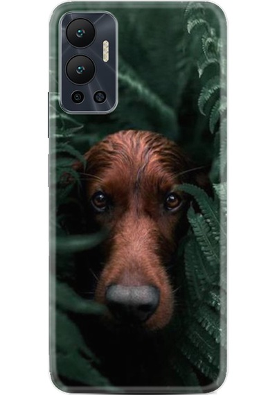 Infinix Hot 12 Kılıf Resimli Desenli Baskılı Silikon Flowers Dog 1346