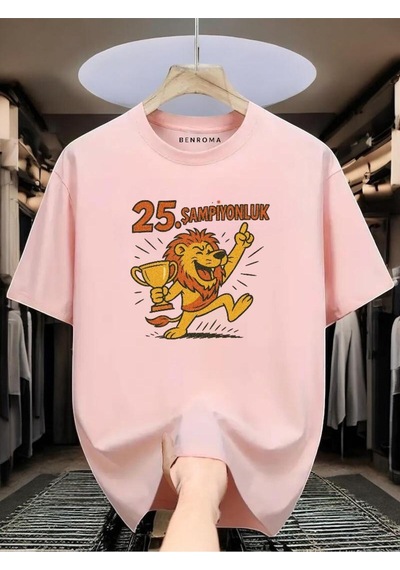 Şampiyonluk Baskılı Unisex Tişört Pembe