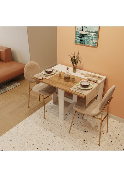 Pratik Katlanır Mutfak Yemek Çalışma Masası - 6 Kişilik - %100mdf