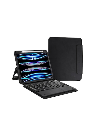 Apple Uyumlu iPad Pro 11 2024 Zore Border Keyboard Bluetooh Bağlantılı Standlı Klavyeli Tablet Kılıfı