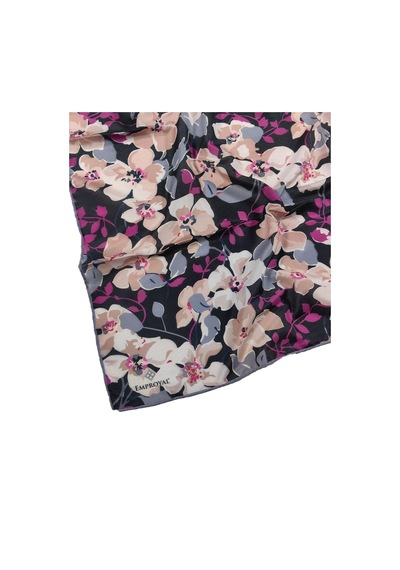 Mim Eşarp - Emproyal Proline Eşarp 90x90 Cm - Siyah - Fuşya