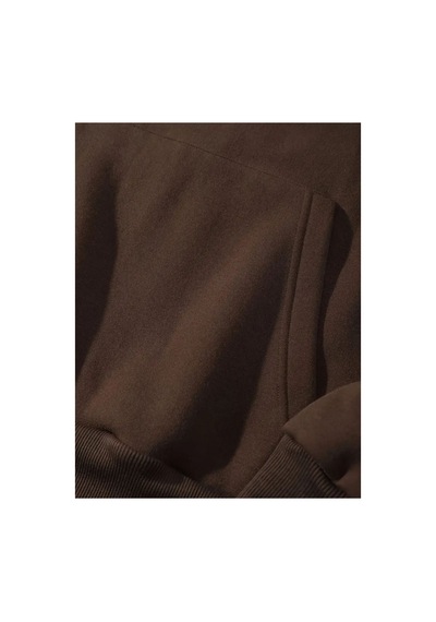Herkesemoda Çilek Baskı Detaylı Kapüşonlu Sweatshırt Kahverengi