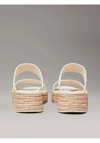 Calvin Klein Kadın Tuval Platform Espadril Sandalet Beyaz