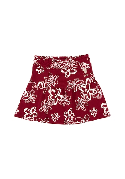 U.S. Polo Assn. Kız Çocuk Koyu Frambuaz Çiçek Desenli Örme Etek 50317971-VR104