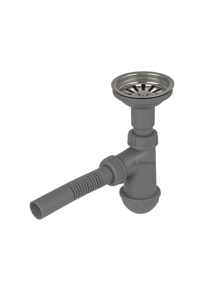 Taslı Gri Evye Sifonu Koku Önleyici Ve Temizlenebilir Lavabo Altı Kovası, Dayanıklı Ve Şık Tasarım, Kolay Mo Genel
