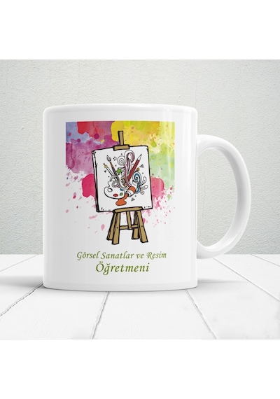 Görsel Sanatlar Ve Resim Öğretmenlerine Özel Öğretmenler Günü Hediyelik Baskılı Kupa Beyaz