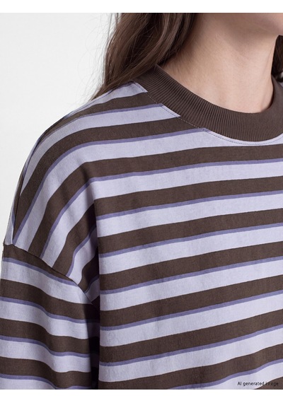 Lcw Modest Mavi Çizgili Oversize Kadın Sweatshirt Tunik