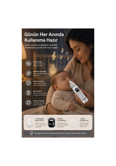 Robeve Auhma Ahb-10 Elektrikli Burun Aspiratörü Usb Şarjlı, 3 Kademeli Emiş Gücü, Dijital Led Ekran, 3 Yumuşak Silikon Uç, Müzikli Nazal Aspiratör, Yenidoğan, Bebek Ve Çocuklar Için Burun Temizleme Robeve Auhma Ahb-10 Elektrikli Burun Aspiratörü Usb Şarjlı, 3 Kademeli Emiş Gücü, Dijital Led Ekran, 3 Yumuşak Silikon Uç, Müzikli Nazal Aspiratör, Yenidoğan, Bebek Ve Çocuklar Için Burun Temizleme
