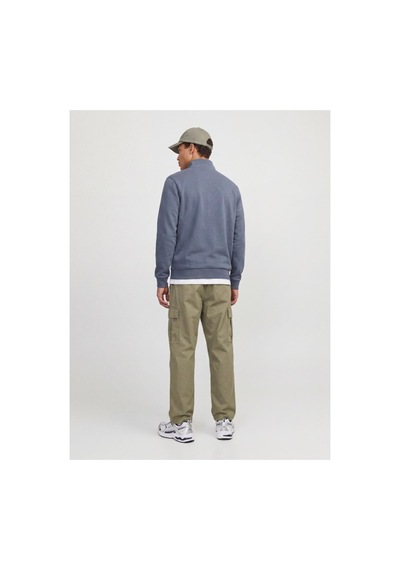Jack & Jones Jjebradley Sweat Half Zıp Turbulence 12250747 Mavi