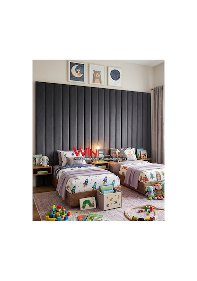 Akustik Kumaş Kaplı Dikey Panel 10x210cm - 12 Adet Antrasit Renk