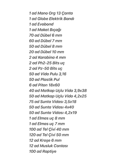 927 Parça Vida,çivi,dübel Seti