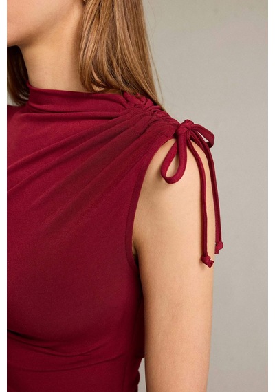 Defacto Tek Omuzlu Büzgülü Bluz G5051ax25wnbr229 Bordo