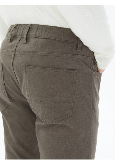 Kip Açık Kahve Dokuma Slim Fit Casual Pamuk Karışımlı Pantolon Kahverengi