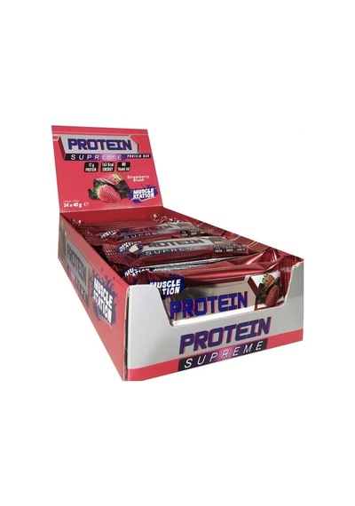 Muscle Station Supreme Protein Bar Çikolata Çilek 40 Gr 24 Adet - Çikolata Çilek