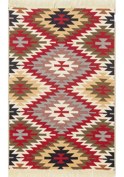 Arya Ar 33 Red %100 Geri Dönüşümlü Pamuktan Çift Taraflı Yıkanabilir Modern Dekoratif Kilim