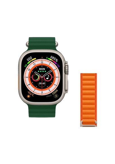 Watch 8 Ultra 49mm Amax Ultra Akıllı Nfc - Gps - Kablosuz Şarj Yeşil Kordonunu Seç