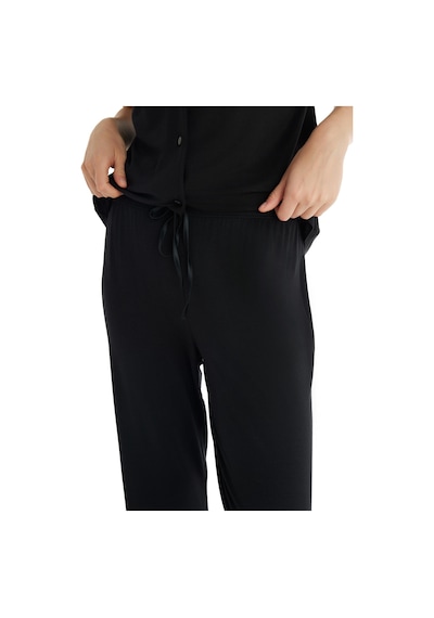 Blackspade Kadın Kısa Kol Önden Düğmeli Modal Siyah Pijama Takımı C3t0n8o15 Siyah