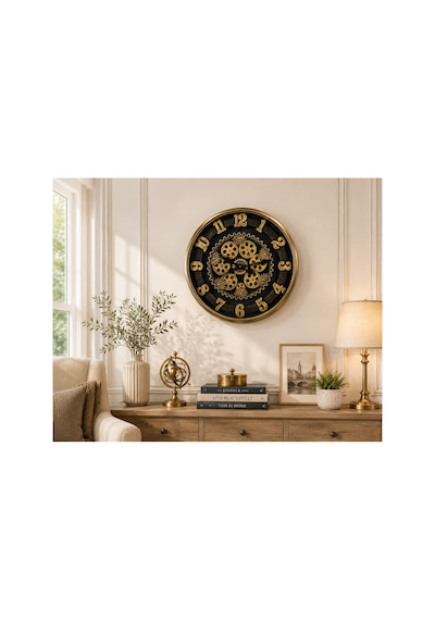 Sleep Nova Gold Steampunk Dekoratif Duvar Saati Altın