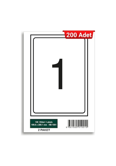 Herboy Hb-1001 199,6 X 289,1 Mm A4 Baskılı Laser Etiket 200 Adet