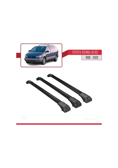 Toyota Sienna Xl10 1998-2003 Arası İle Uyumlu Ace-1 Ara Atkı Tavan Barı Siyah 3 Adet Bar