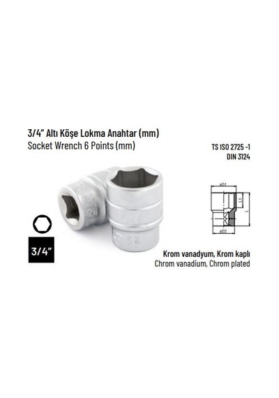 38 Mm 3/4 Lokma Anahtar