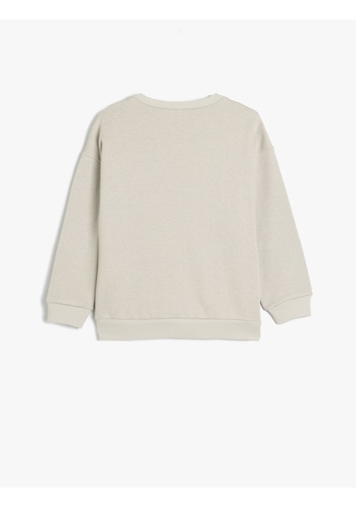 Koton Oversize Sweatshirt Uzun Kollu Bisiklet Yaka Köpek Baskı Detaylı Şardonlu Gri 5wkb10567tk Gri