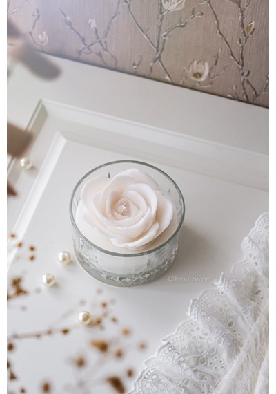 Kristal Cam Içinde Kokulu Dekoratif Soya Wax Vegan Hediyelik Mum 001