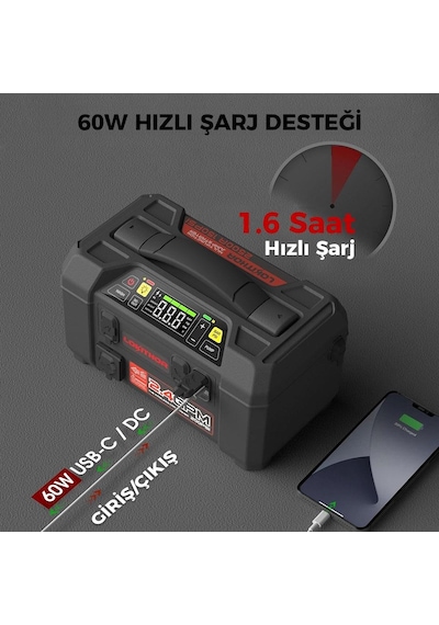 Lokithor Aw401 12v 2500amp Li-polimer Akıllı Akü Takviye + Pompa + Basınçlı Yıkama + Powerbank + Led Lamba