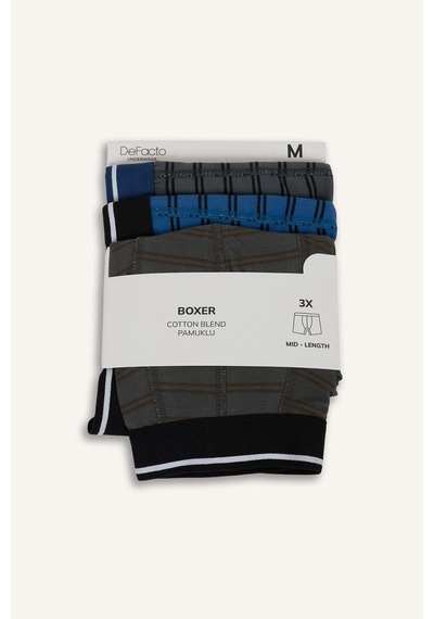 Defacto Regular Fıt Çizgili 3lü Boxer G8165ax26spbe376 Mavi-be376