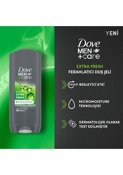 Dove Men +care Duş Jeli Body, Face&hair Extra Fresh 400 Ml X2
