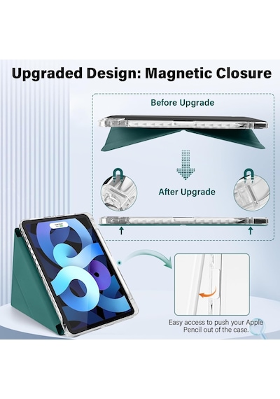 Apple İpad Pro 11 1. 2. 3. 4. Nesil Kılıf Mika Trifolding Arkası Full Şeffaf Kalem Bölmeli 2018-2022