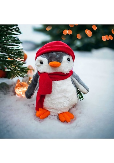 Toyzz 40 Cm Peluş Pingu Penguen Kırmızı Şapkalı Peluş Oyuncak Uyku Arkadaşı