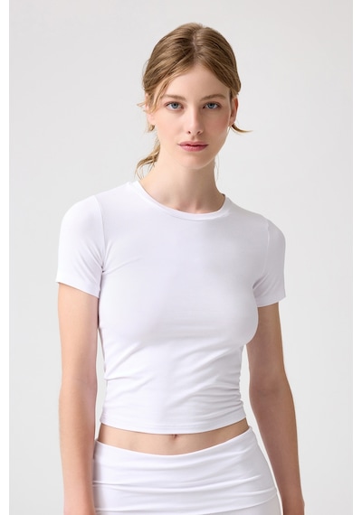 Los Ojos X Melodi Beyaz Bedene Oturan Tişört Short Fitted Beyaz Beyaz