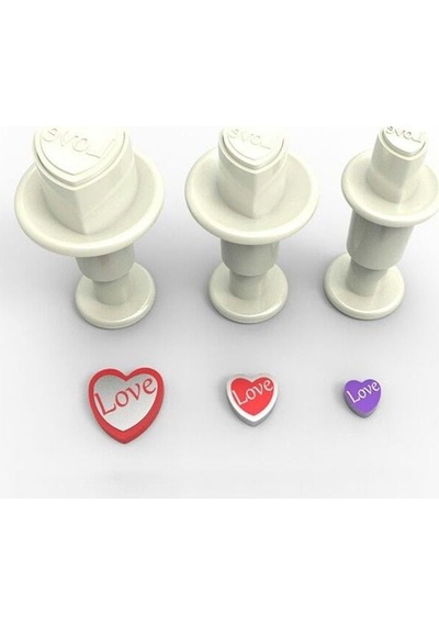 Mini Love Kalp Basmalı Enjektörlü Kurabiye Kalıbı 3 Parça Diğer