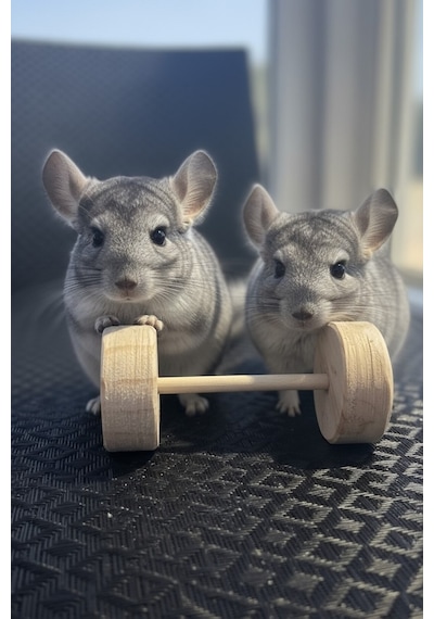 Kiln Kurutulmuş Çam Dumbbell Çiğneme Oyuncağı Küçük Evcil Hayvanlar İçin 2 Li Set