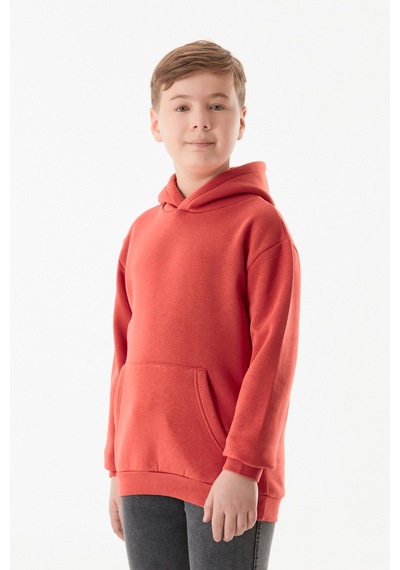 Fullamoda 3 İplik Kanguru Cepli Kapüşonlu Erkek Çocuk Sweatshirt 25kcck5258127380-kırmızı Kırmızı