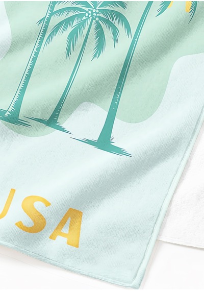 Palmiye Tropikal California Plaj Havlusu - Mint Sarı Akdeniz Marine Hızlı Kuruyan Mikrofiber Havlu Çok Renkli