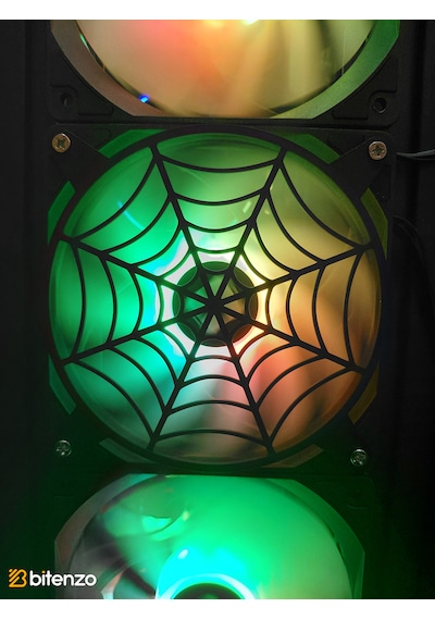 Örümcek Ağı Desenli 120x120 Mm Oyun Pc Aksesuarı, Masaüstü Bilgisayar Fan Kapağı Siyah