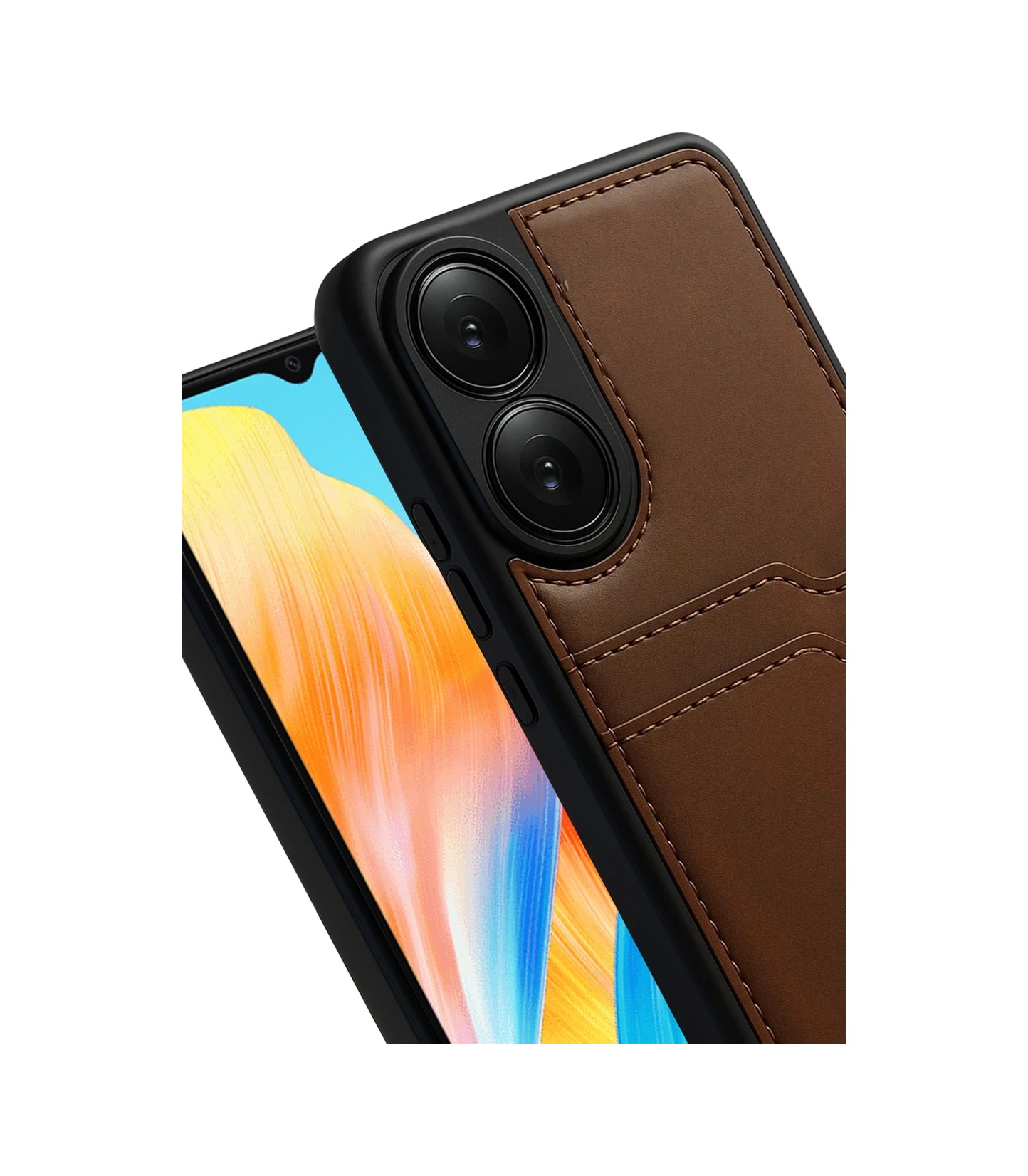 Uryport Oppo A38 Sara Kartvizitli Deri Kılıf - Taba