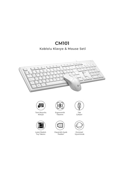 Lecoo CM101 USB Kablolu Türkçe Q Klavye & Mouse Set