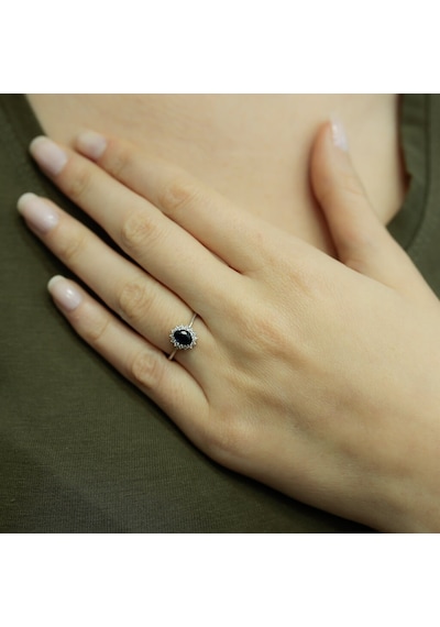 Lova Pırlantalı Oval Safir Anturaj Yüzük - 1020232