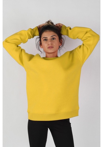Kadın Sıfır Yaka Baskılı Sweatshirt 001