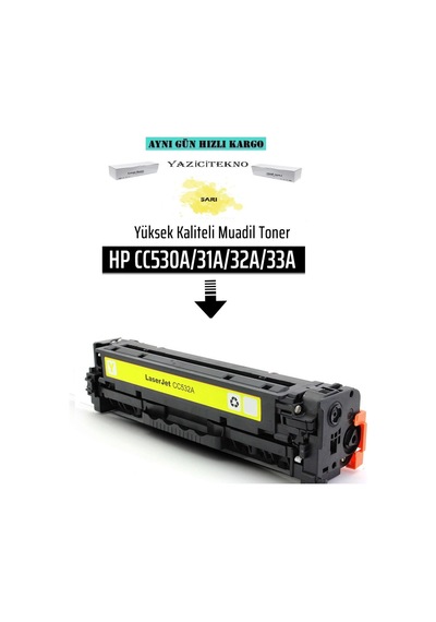 Yazicitekno Hp Cc532A Sarı Uyumlu Toner /Np/304A/Cm2320/Cm2320N/Cp2025/Cm332