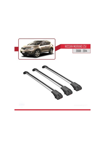 Nissan Murano Z51 2008-2014 Arası İle Uyumlu Ace-1 Ara Atkı Tavan Barı Gri 3 Adet Bar