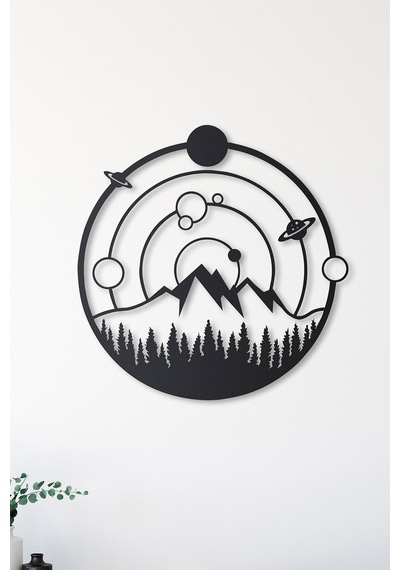 Space And Nature Metal Duvar Tablosu - Siyah